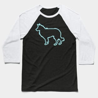 80s Retro Neon Sign Border Collie Baseball T-Shirt